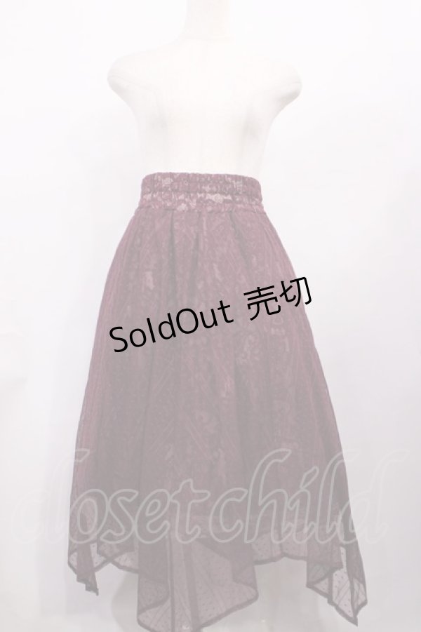 画像1: axes femme / チュール×レースイレヘムスカート M ワイン H-26-02-06-1008-AX-SK-NS-ZH (1)