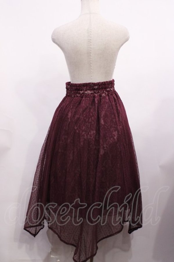 画像2: axes femme / チュール×レースイレヘムスカート M ワイン H-26-02-06-1008-AX-SK-NS-ZH (2)