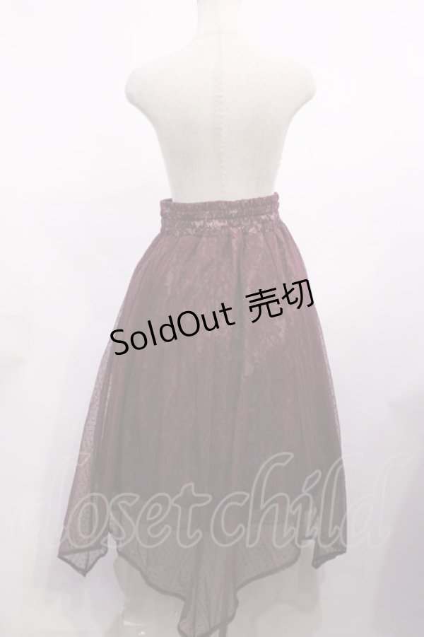 画像2: axes femme / チュール×レースイレヘムスカート M ワイン H-26-02-06-1008-AX-SK-NS-ZH (2)