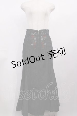 画像: axes femme / 刺繍入デニムマーメイドスカート M ブラック H-26-02-06-1011-AX-SK-NS-ZH