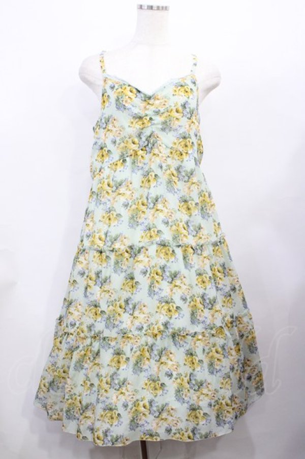画像1: axes femme / 花柄ワンピース M ミント H-26-02-06-1002-AX-OP-NS-ZH (1)
