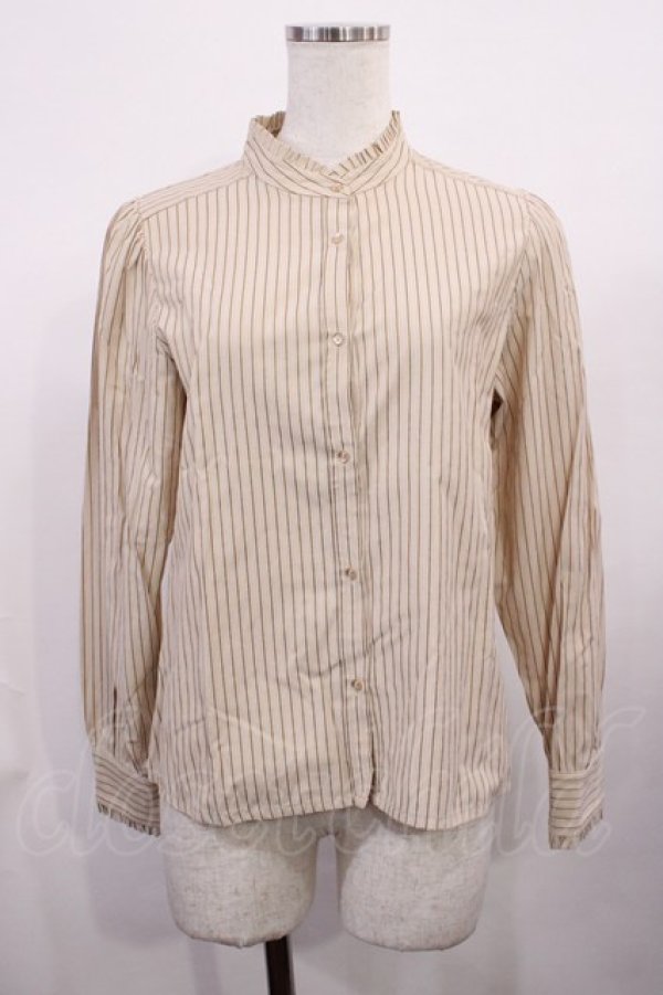 画像1: Fi.n.t / フリル使いスタンドカラーシャツ Free BEIGE×BR H-26-02-06-1022-CA-BL-NS-ZH (1)