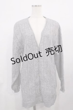 画像: axes femme POETIQUE / ハート透かし編みニットカーディガン M グレー H-26-02-06-1023-AX-TO-NS-ZH