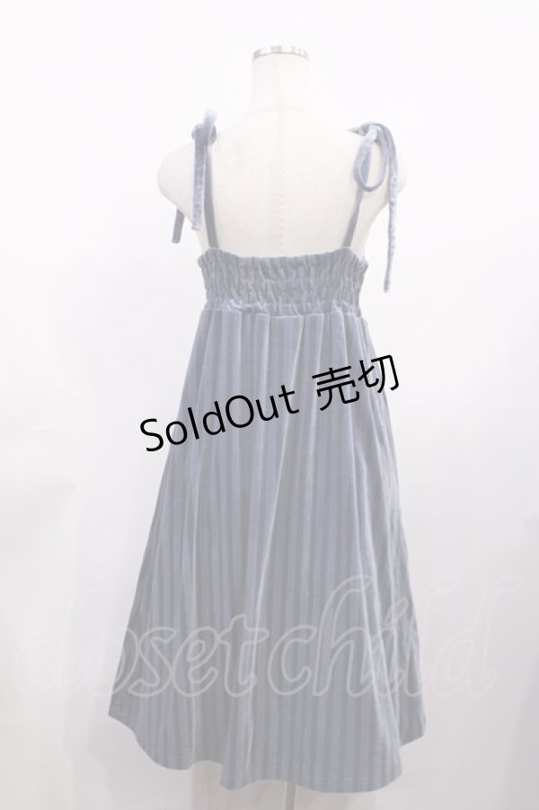 画像2: axes femme POETIQUE / ストライプベロアワンピース M ブルー H-26-02-06-1003-AX-OP-NS-ZH (2)