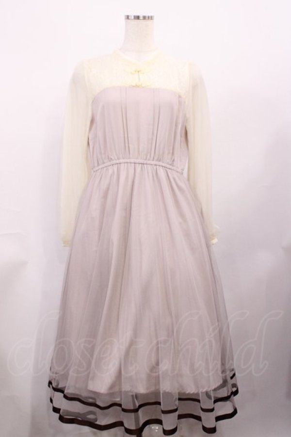 画像1: axes femme POETIQUE / チュールデザインチャイナワンピース M ピンク H-26-02-06-1004-AX-OP-NS-ZH (1)