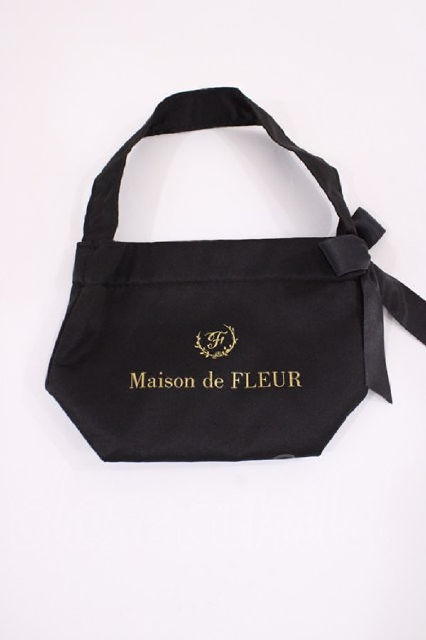 画像1: Maison de FLEUR / Maison de FLEUR10周年ノベルティミニバッグ  ブラック H-26-02-06-1037-LO-ZA-NS-ZH (1)
