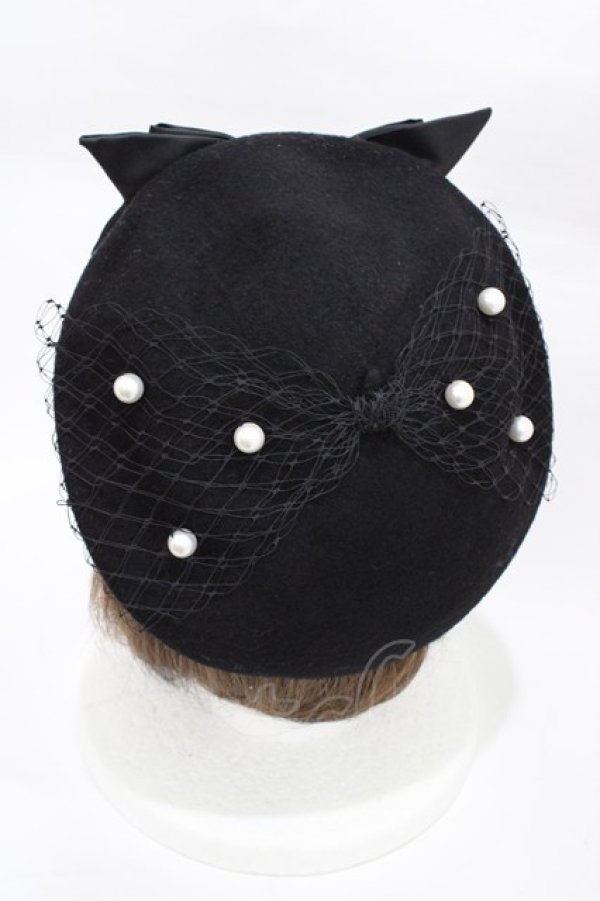 画像2: Angelic Pretty / Pearl Ribbonベレー  ブラック H-26-02-06-011-AP-AC-NS-ZH (2)