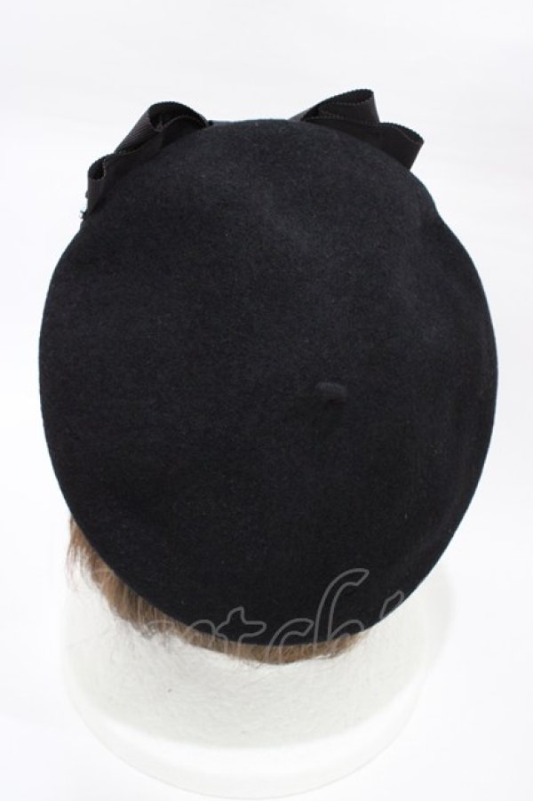 画像2: Enchantlic Enchantilly / Cat Earsロゴ刺繍ベレー帽  ブラック H-26-02-06-012-LO-AC-NS-ZH (2)