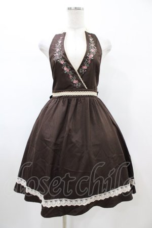 画像: axes femme POETIQUE / バラ刺繍ジャンパースカート M ブラウン H-26-02-06-028-AX-OP-NS-ZH