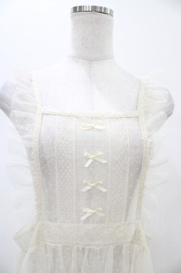 画像3: m petit by misako / TT*AOKドットリボンエプロン L 生成り H-26-02-06-034-LO-OP-NS-ZH (3)