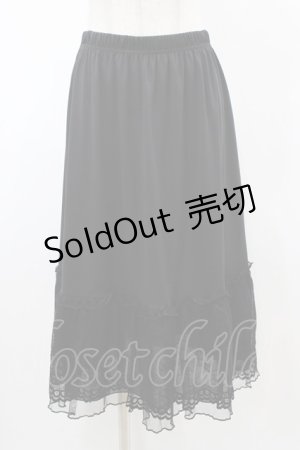 画像: axes femme / 繊細レースミディ丈ペチスカート M ブラック H-26-02-06-035-AX-SK-NS-ZH