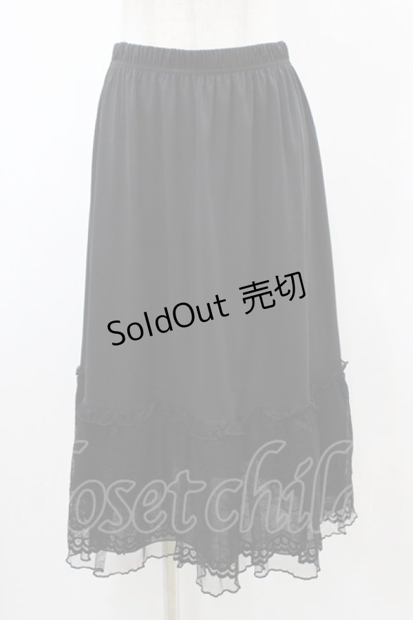 画像1: axes femme / 繊細レースミディ丈ペチスカート M ブラック H-26-02-06-035-AX-SK-NS-ZH (1)