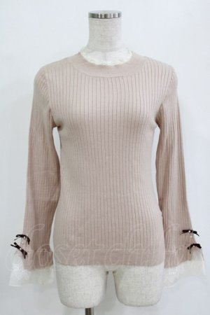 画像: axes femme / リボンデザインラメニットプルオーバー Free ベージュ H-26-02-07-030-AX-TO-NS-ZH
