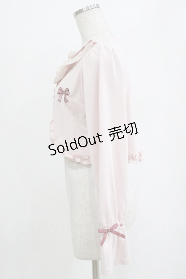 画像2: axes femme / リボン刺繍レースフリルボレロ M ピンク H-26-02-07-032-AX-TO-NS-ZH (2)