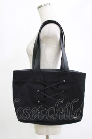 画像: EATME / レースアップキャンバストートバッグ  ブラック H-26-02-07-036-LO-BG-NS-ZH