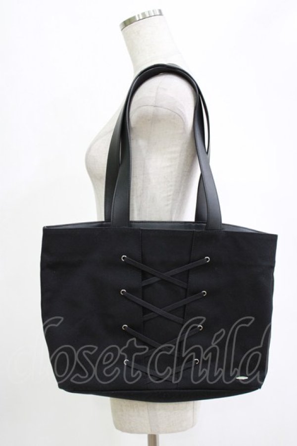 画像1: EATME / レースアップキャンバストートバッグ  ブラック H-26-02-07-036-LO-BG-NS-ZH (1)