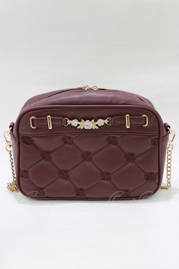 画像2: axes femme / 薔薇刺繍キルトショルダー  ワイン H-26-02-07-045-AX-BG-NS-ZH (2)