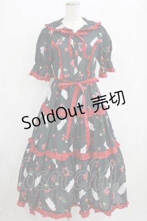画像: Chalmiere / チェリーバニー柄ワンピース M ブラック H-26-02-07-006-0-OP-NS-ZH