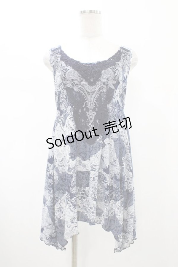 画像1: Rozen Kavalier / プリントノースリーブチュニック  ネイビー H-26-02-07-1029-OO-TO-KB-ZH (1)