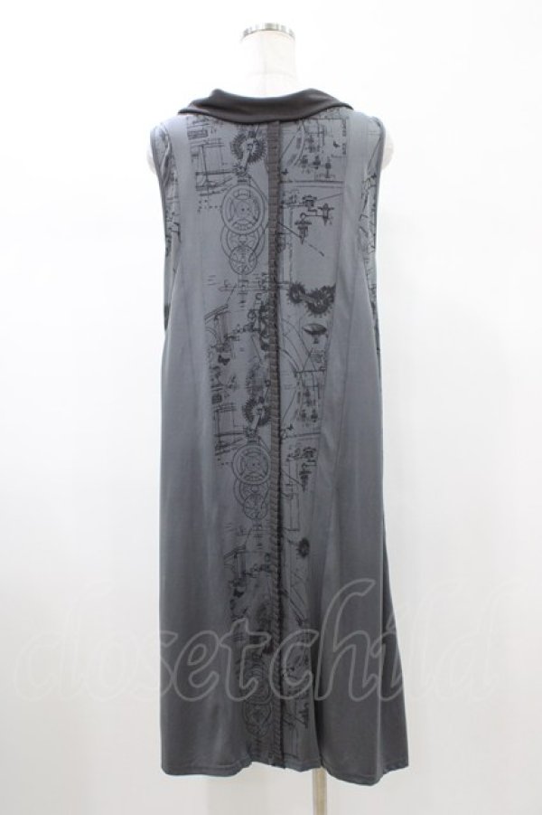 画像2: Ozz conte / プリント切替ZIPロングジレ  グレー H-26-02-07-1031-OO-TO-KB-ZH (2)