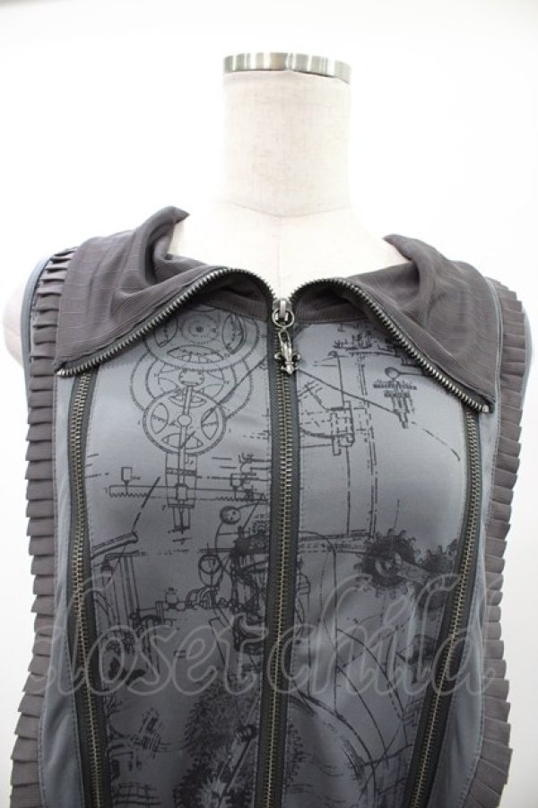 画像3: Ozz conte / プリント切替ZIPロングジレ  グレー H-26-02-07-1031-OO-TO-KB-ZH (3)