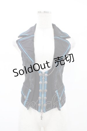 画像: Ozz Croce / チェーンチャーム付ZIPベスト  黒 H-26-02-07-1032-OO-TO-KB-ZH