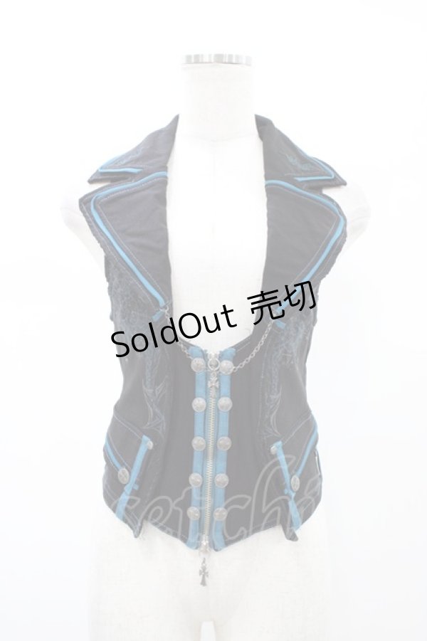 画像1: Ozz Croce / チェーンチャーム付ZIPベスト  黒 H-26-02-07-1032-OO-TO-KB-ZH (1)