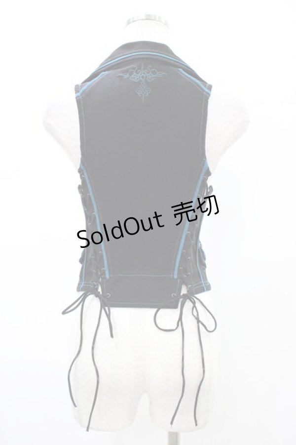 画像2: Ozz Croce / チェーンチャーム付ZIPベスト  黒 H-26-02-07-1032-OO-TO-KB-ZH (2)