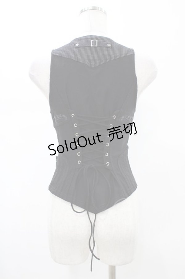 画像2: Ozz Croce / ストライプ切替ZIPベスト  黒 H-26-02-07-1033-OO-TO-KB-ZH (2)