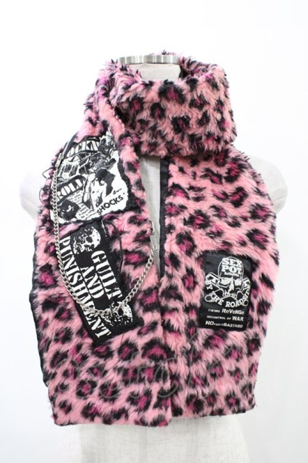 画像1: SEX POT ReVeNGe / カスタムレオパードマフラー  ピンク H-26-02-07-1005-SP-ZA-KB-ZH (1)