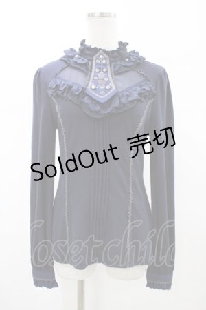 画像: Ozz oneste / フリルハイネックカットソー  ネイビー H-26-02-07-1041-OO-TO-KB-ZH