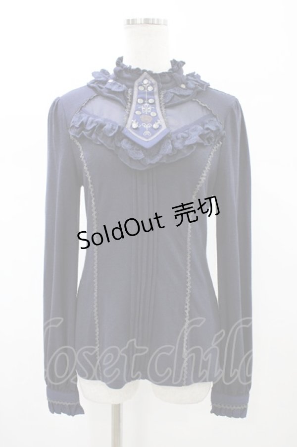 画像1: Ozz oneste / フリルハイネックカットソー  ネイビー H-26-02-07-1041-OO-TO-KB-ZH (1)