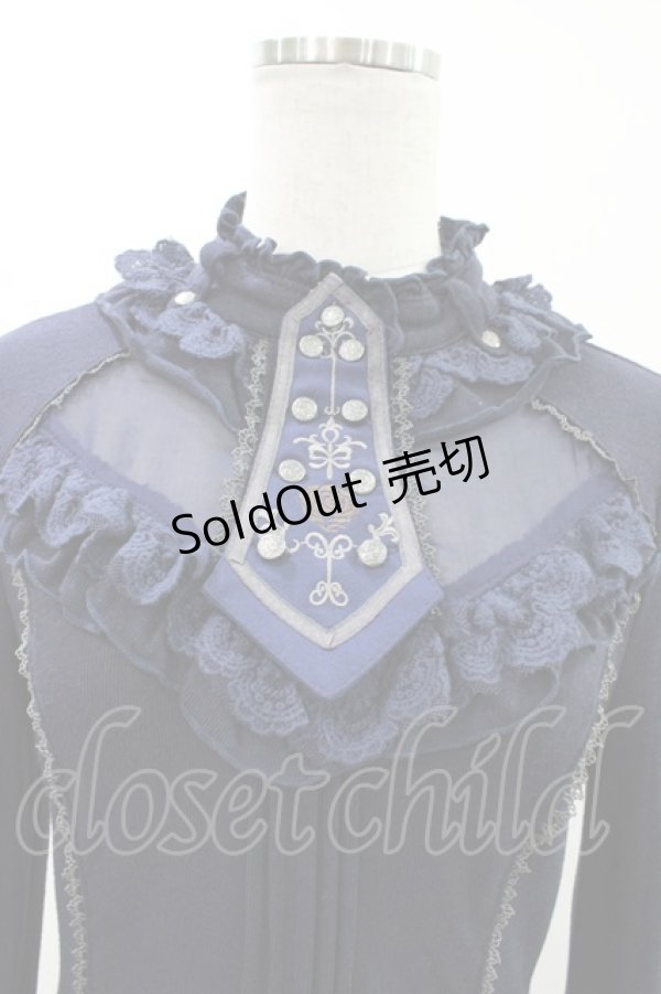 画像3: Ozz oneste / フリルハイネックカットソー  ネイビー H-26-02-07-1041-OO-TO-KB-ZH (3)