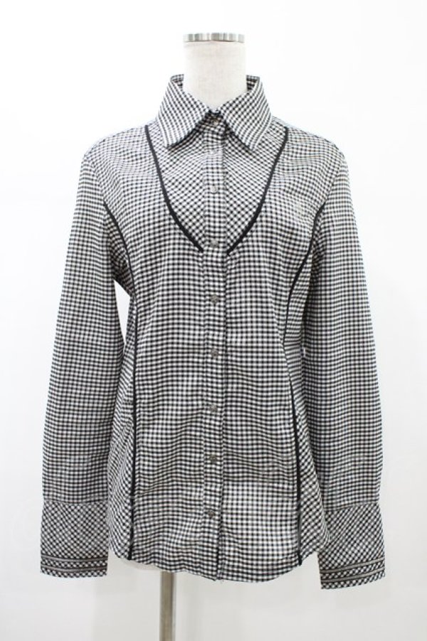 画像1: Ozz Croce / クロス刺繍チェックブラウス  ブラック H-26-02-07-1044-OO-BL-KB-ZH (1)
