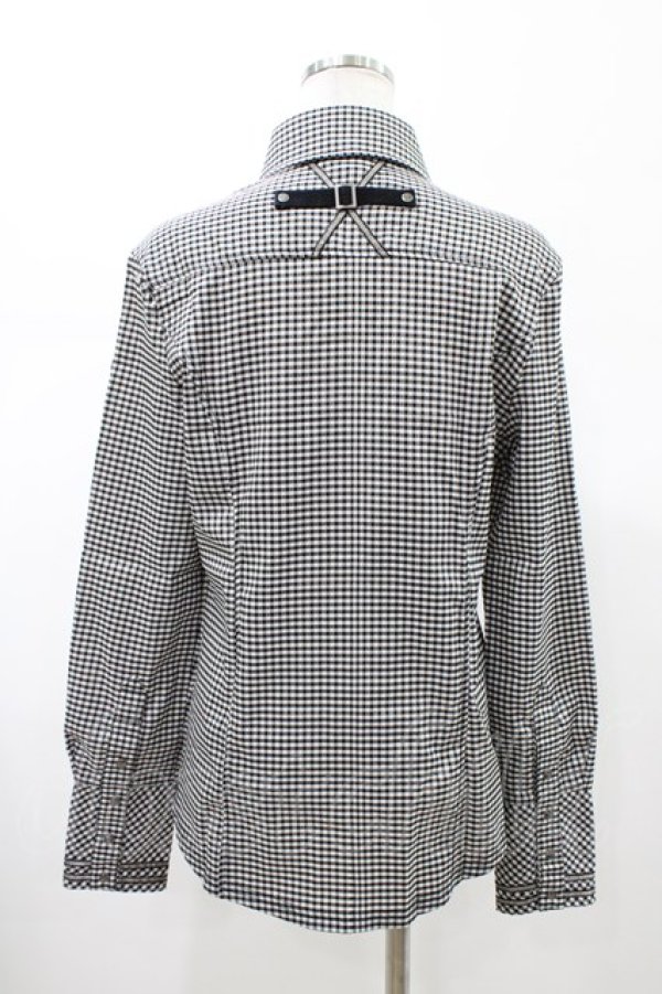 画像2: Ozz Croce / クロス刺繍チェックブラウス  ブラック H-26-02-07-1044-OO-BL-KB-ZH (2)