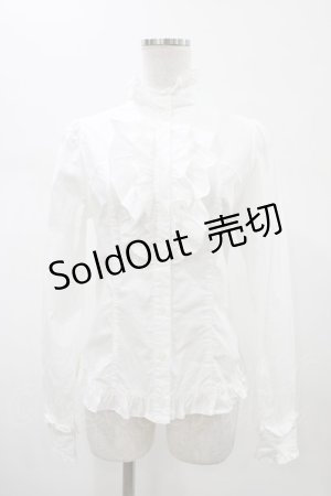 画像: PEACE NOW / フリルスタンドカラーブラウス  ホワイト H-26-02-07-1048-PU-BL-KB-ZH