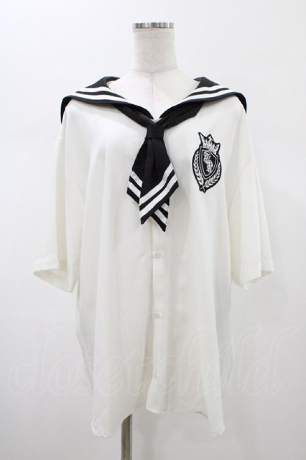 画像1: TRAVAS TOKYO / セーラーカラーシャツ  ホワイト H-26-02-07-1050-PU-TO-KB-ZH (1)