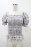 画像1: Candy Stripper / VOLUME SLEEVE SHIRRINGトップス  ラベンダーチェック H-26-02-07-1051-PU-TO-KB-ZH (1)