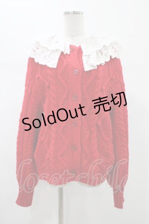 画像: Candy Stripper / FRILL COLLAR KNIT カーディガン  レッド H-26-02-07-1052-PU-TO-KB-ZH
