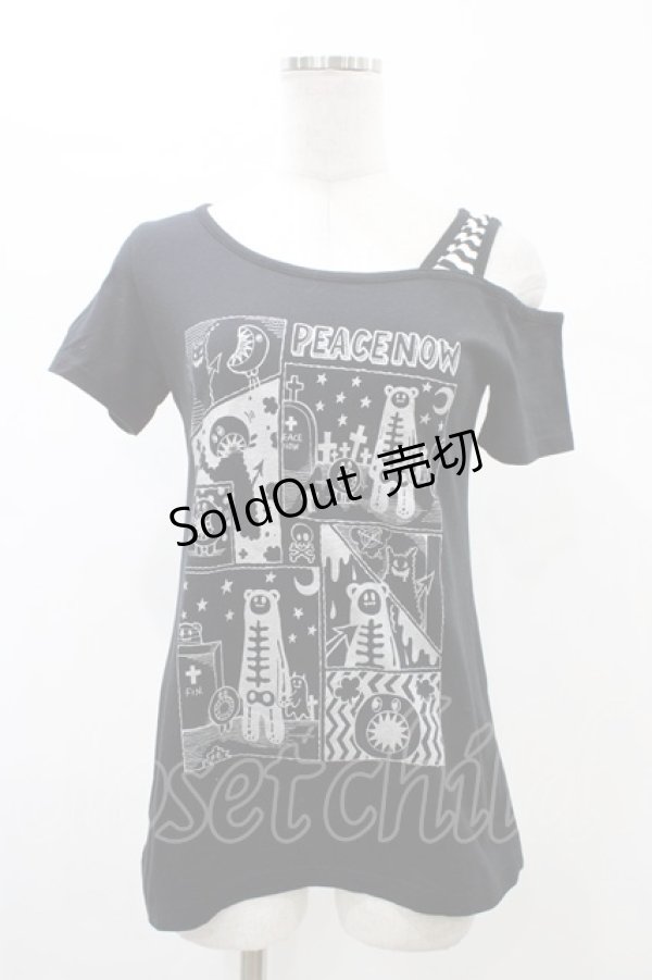 画像1: PEACE NOW / アシメショルダーカットソー  ブラック H-26-02-07-1054-PU-TO-KB-ZH (1)