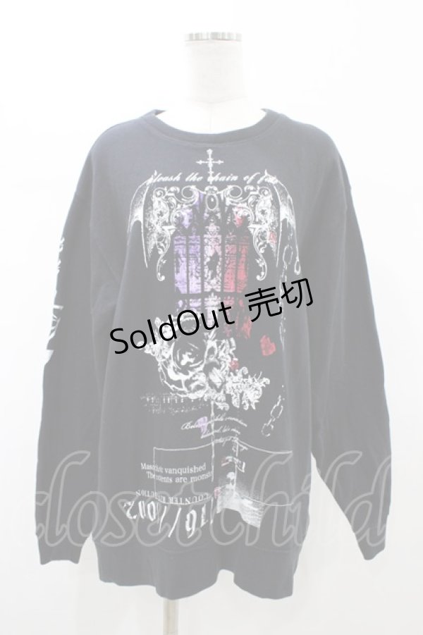 画像1: SEX POT ReVeNGe / プリントスウェットトップス  ブラック H-26-02-07-1056-SP-TO-KB-ZH (1)