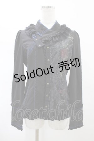 画像: Ozz oneste / 着物衿ブラウス  ブラック×ネイビー H-26-02-07-1011-OO-BL-KB-ZH