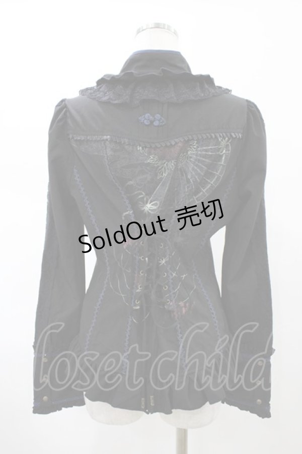 画像2: Ozz oneste / 着物衿ブラウス  ブラック×ネイビー H-26-02-07-1011-OO-BL-KB-ZH (2)