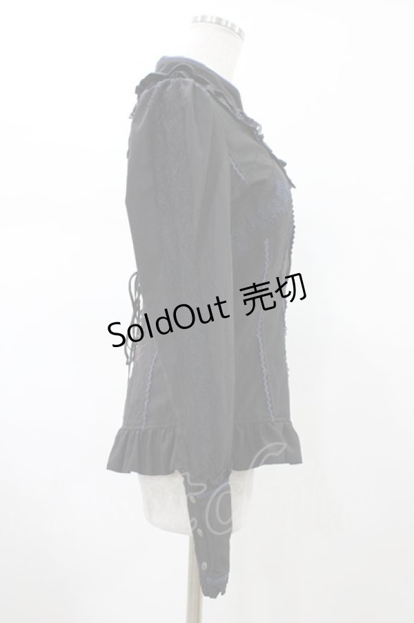 画像3: Ozz oneste / 着物衿ブラウス  ブラック×ネイビー H-26-02-07-1011-OO-BL-KB-ZH (3)