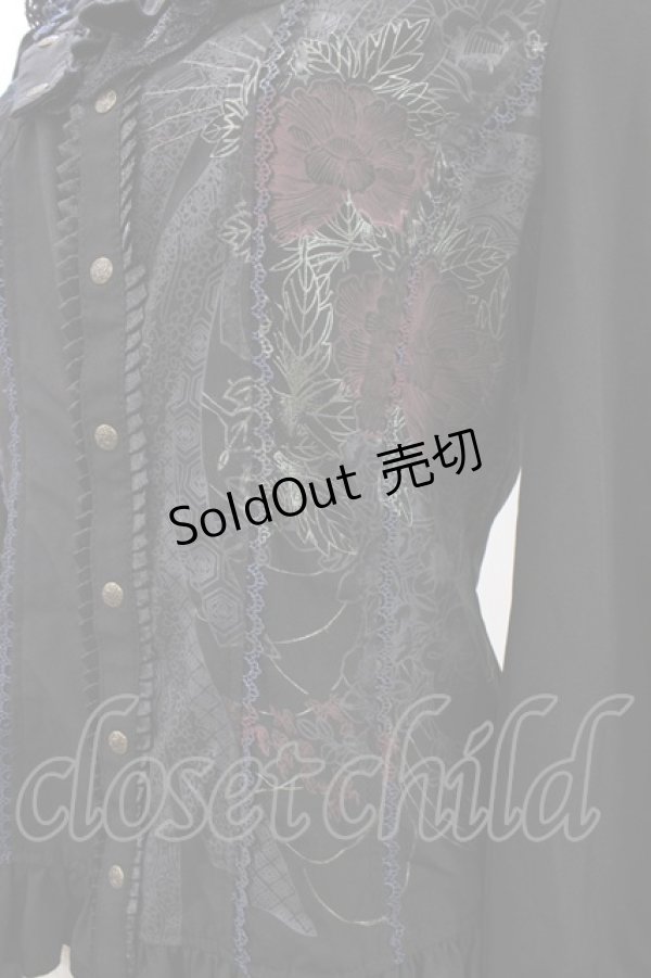 画像5: Ozz oneste / 着物衿ブラウス  ブラック×ネイビー H-26-02-07-1011-OO-BL-KB-ZH (5)