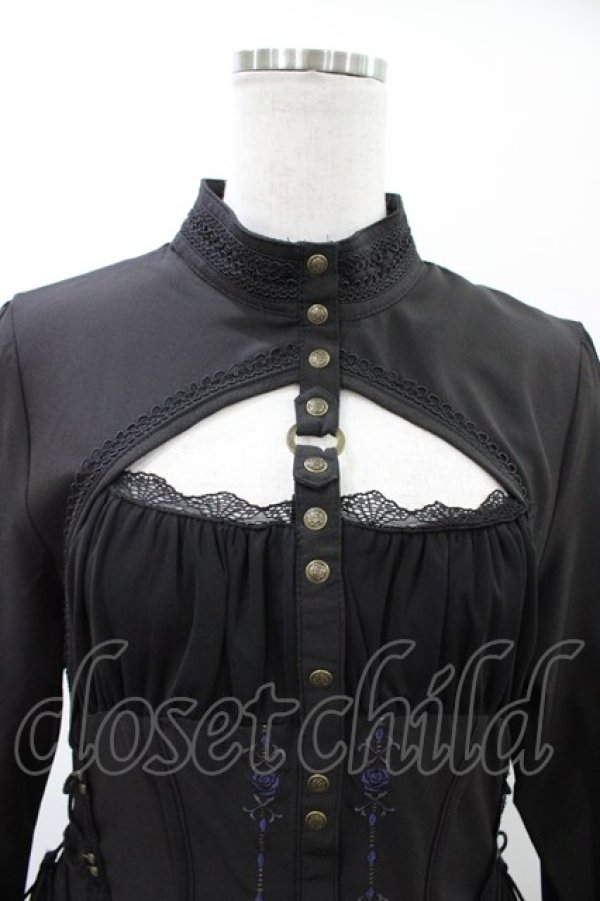 画像4: Ozz Croce / 薔薇刺繍レイヤードワンピース  黒 H-26-02-07-1014-OO-OP-AK-ZH (4)