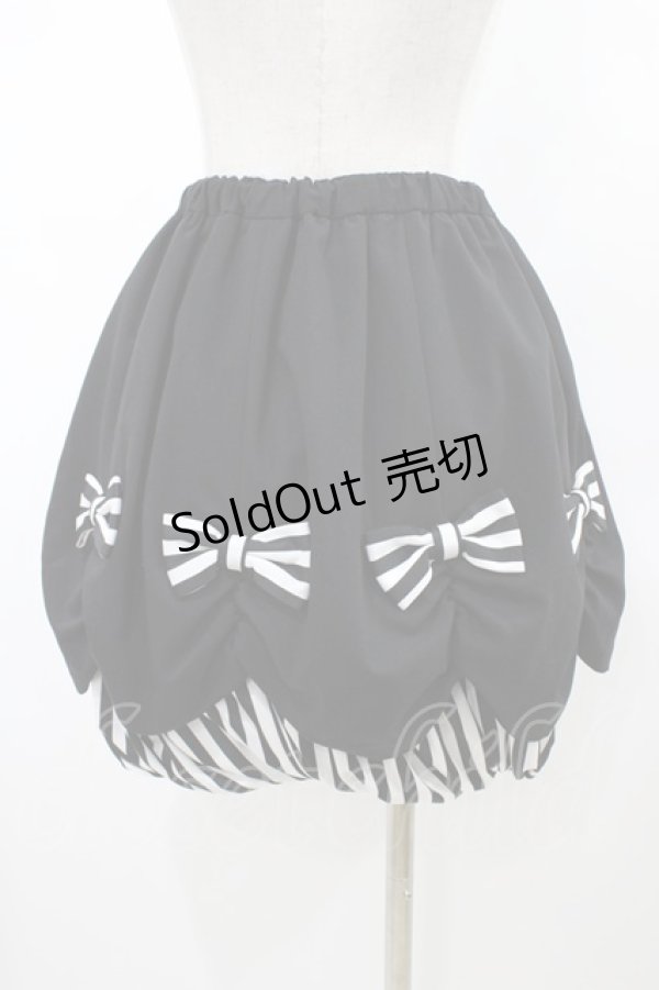 画像2: PEACE NOW / ストライプリボンバルーンスカート  黒 H-26-02-07-1020-PU-SK-KB-ZH (2)