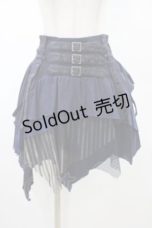 画像: Ozz conte / 異素材切替イレギュラースカート  ネイビー H-26-02-07-1021-OO-SK-KB-ZH