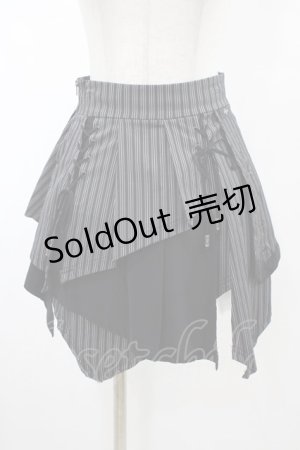 画像: Ozz Croce / ストライプレイヤード風イレギュラースカート  黒 H-26-02-07-1022-OO-SK-KB-ZH