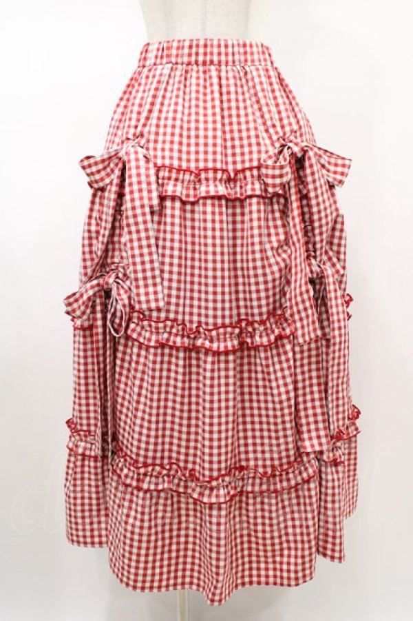 画像1: Candy Stripper / ROMANESQUE RIBBON SKIRT  レッド H-26-02-07-1026-PU-SK-KB-ZH (1)